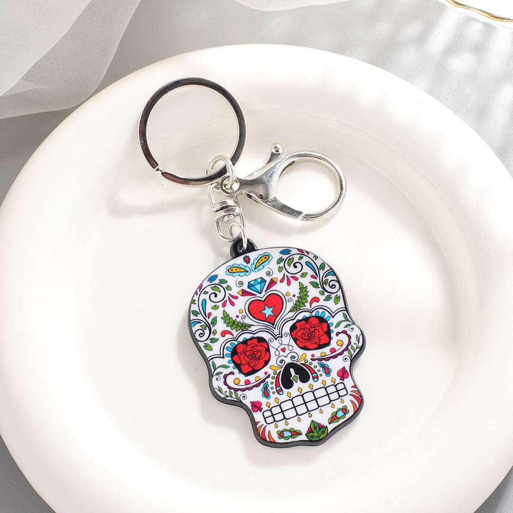 Wholesale Mexican Calavera Acrylic Skull Keychain
